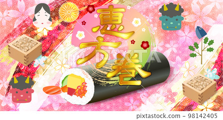 Setsubun Ehomaki Mamemaki background 98142405