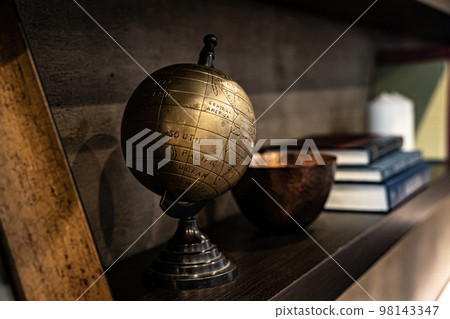 Bookshelves and books antique image material picture 98143347