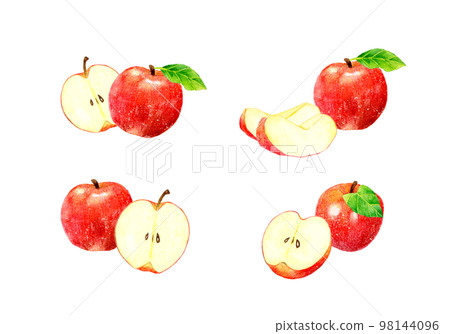 Set of red apples Fruit hand-painted watercolor illustration material collection Set of red apples Fruit hand-painted watercolor illustration material collection 98144096