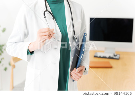female body parts in white coat female body parts in white coat 98144166