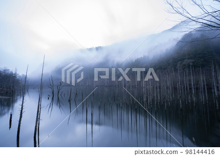 Natural lake in early winter, Otaki Village, Nagano Prefecture 98144416