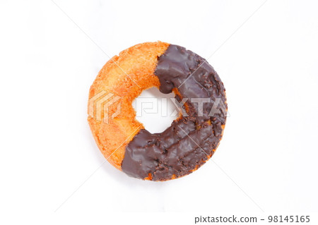 Old fashioned donuts coated with chocolate 98145165