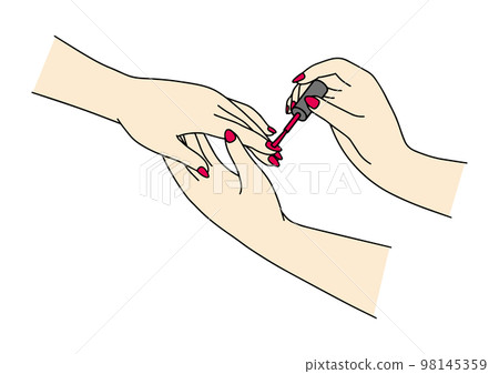 Close-up of a hand being treated at a nail salon 98145359
