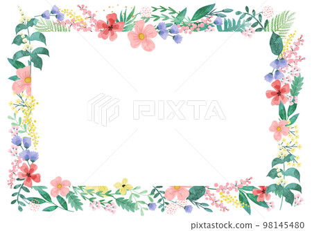 花朵和葉子的矢量插圖框架背景 98145480