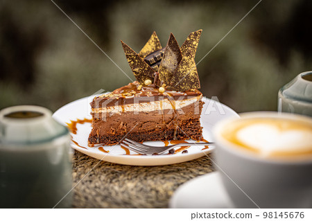 Fancy piece of chocolate cake Fancy piece of chocolate cake 98145676