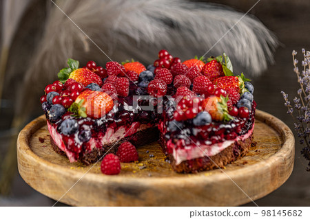 Chocolate cake with cream Chocolate cake with cream 98145682
