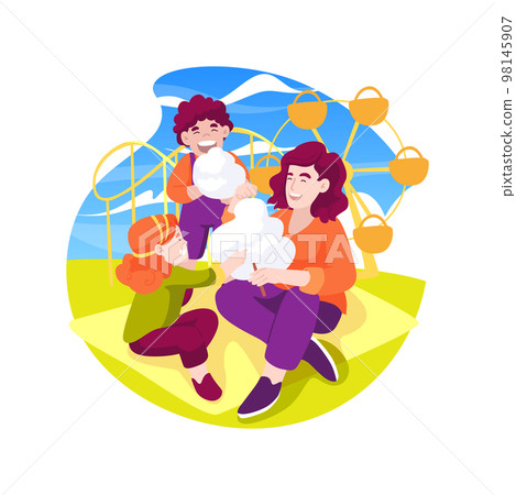 Cotton candy isolated cartoon vector illustration. Cotton candy isolated cartoon vector illustration. 98145907