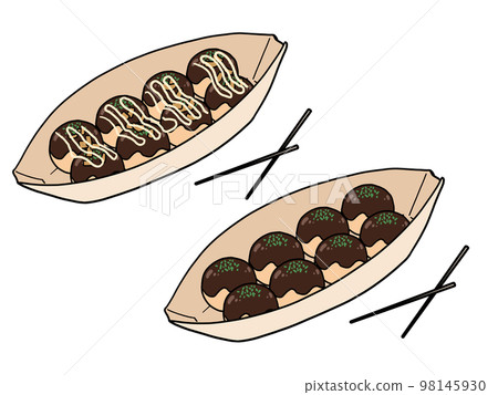 兩種章魚燒的插圖 兩種章魚燒的插圖 98145930
