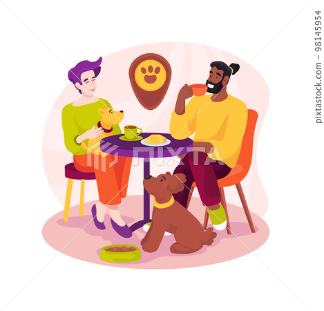 Pet-friendly cafe isolated cartoon vector illustration. Pet-friendly cafe isolated cartoon vector illustration. 98145954