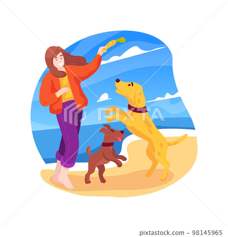 Happy dogs isolated cartoon vector illustration. Happy dogs isolated cartoon vector illustration. 98145965
