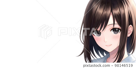 中等頭髮的女孩看著鏡頭微笑 98146519