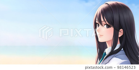 長發女孩考試學生清爽夏日 98146523