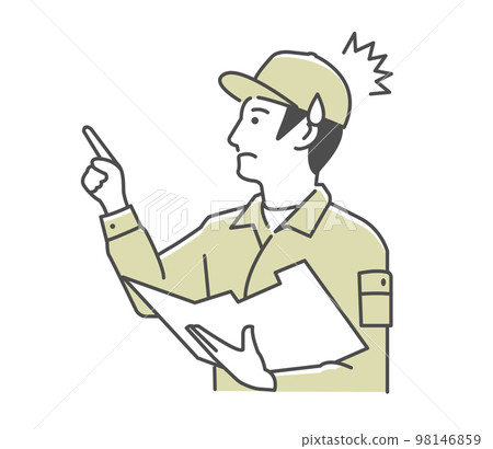 Vector illustration of a male worker who regularly inspects a house / residence / surprised / there is a problem 98146859