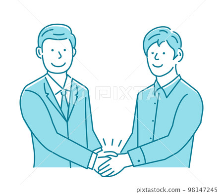 Male office worker shaking hands with both hands and a young man vector illustration (support/after-sales service) 98147245