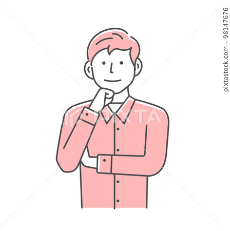 年輕人上半身矢量圖解/聆聽/令人信服 年輕人上半身矢量圖解/聆聽/令人信服 98147676