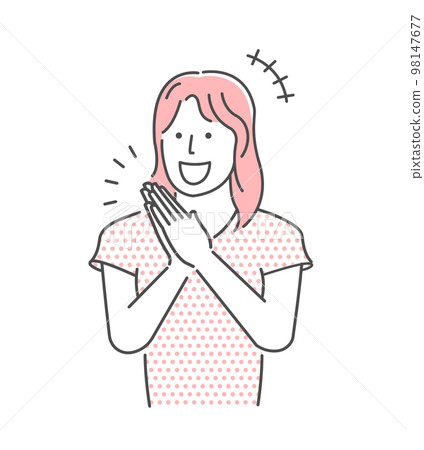 年輕女士上半身矢量圖解/理解/說服/歡欣鼓舞 98147677