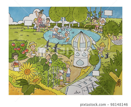 pleasant farm scenery 98148146