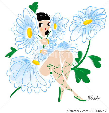 花和婦女的例證 98148247
