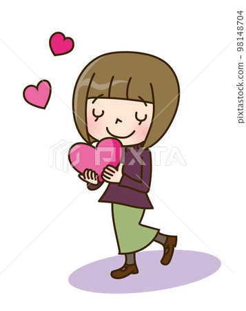 young woman holding a heart young woman holding a heart 98148704