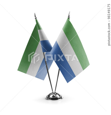 Small national flags of the Sierra Leone on a white background 98149175