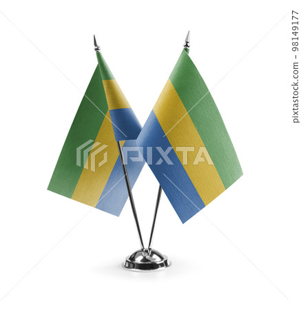 Small national flags of the Gabon on a white background 98149177