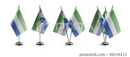 Small national flags of the Sierra Leone on a white background 98149213