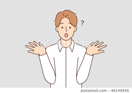 Confused man shocked with unexpected news 98149848