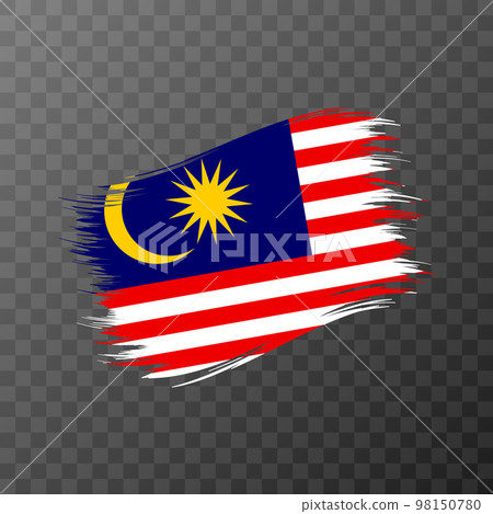 Malaysia national flag. Grunge brush stroke. Vector illustration on transparent background. 98150780