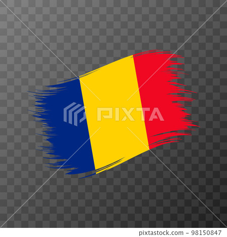 Romania national flag. Grunge brush stroke. Vector illustration on transparent background. Romania national flag. Grunge brush stroke. Vector illustration on transparent background. 98150847