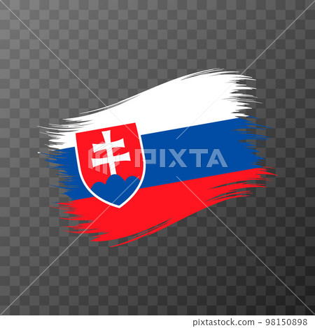 Slovakia national flag. Grunge brush stroke. Vector illustration on transparent background. 98150898