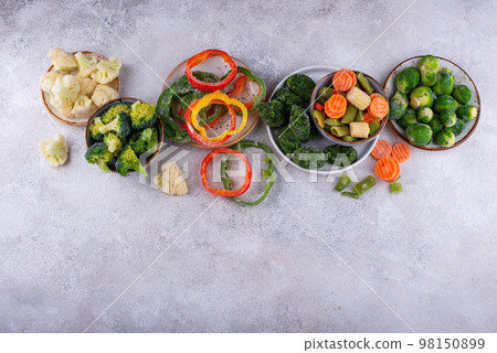 Different frozen vegetables. Food storage. 98150899