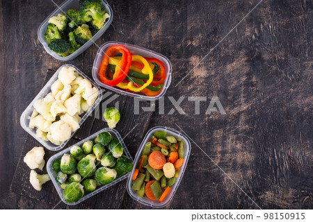 Different frozen vegetables. Food storage. 98150915