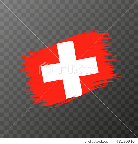 Switzerland national flag. Grunge brush stroke. Vector illustration on transparent background. 98150916