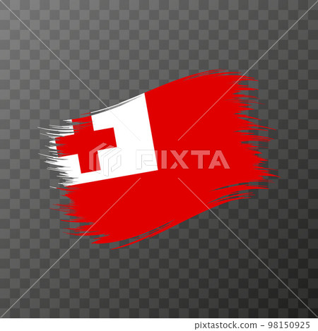 Tonga national flag. Grunge brush stroke. Vector illustration on transparent background. 98150925