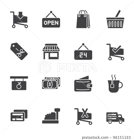Flash Sale Special Offer icon set, Super market and shopping mall, Vector splid icon 98151183