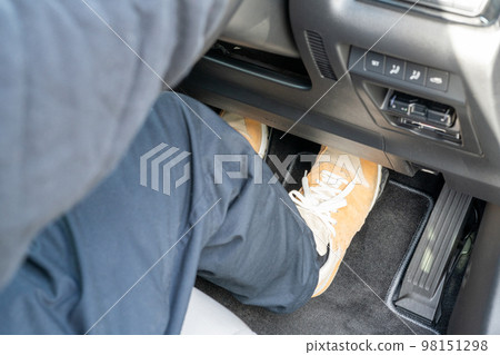 foot on car brake pedal 98151298