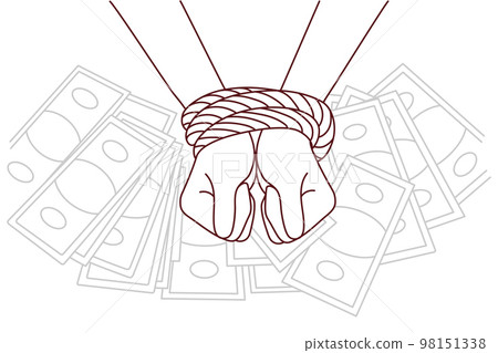 Person with hands tied and money Person with hands tied and money 98151338