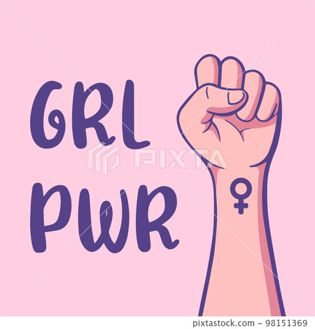 International womens day concept poster. Girl power illustration background. 98151369