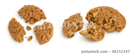 oatmeal cookies with flax, pumpkin and sunflower seeds with full depth of field. Top view. Flat lay oatmeal cookies with flax, pumpkin and sunflower seeds with full depth of field. Top view. Flat lay 98152347