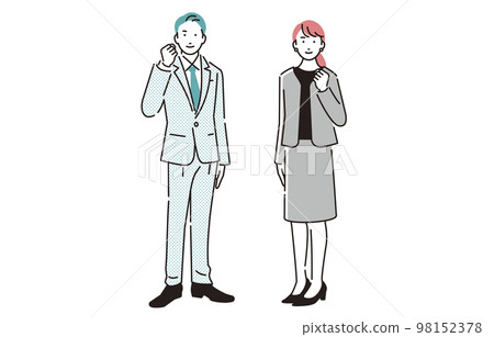 站立的商務人士男人和女人做膽量姿勢 98152378
