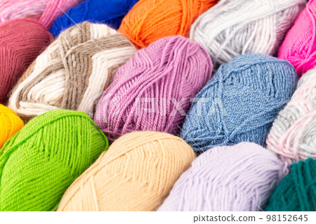 Stack of knitting yarn clews 98152645