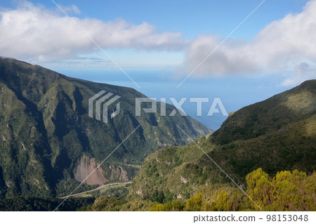 Beautiful green cliffs and mountains of madeira island, Portugal. 98153048