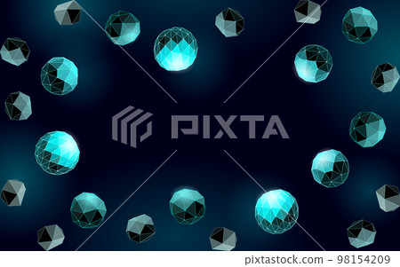 Abstract low poly biological connected cell. Connection world communication technology polygonal. Blue business science presentation concept. Wireframe mesh geometric render blue vector illustration 98154209