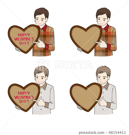 男性文本空間集指向心形巧克力 98154411