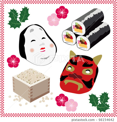 Setsubun插圖素材集，面具，eho-maki，扔豆子 98154642