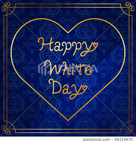 優雅的白色情人節手寫標誌藍金 98154670