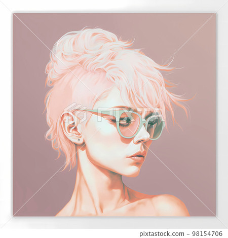 戴墨鏡的酷女人“AI生成圖像” 98154706