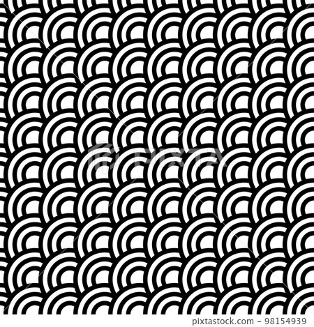 Fish scale seamless pattern. Traditional chinese sea wave ornament. Asian cloud ethnic motif. 98154939