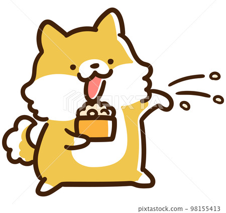 可愛的柴犬角色在節分上扔豆子的手繪變形插圖 98155413