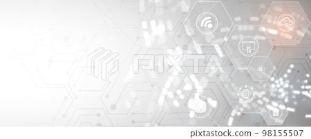 Abstract hexagon background. Technology poligonal design. Digital futuristic minimalism 98155507